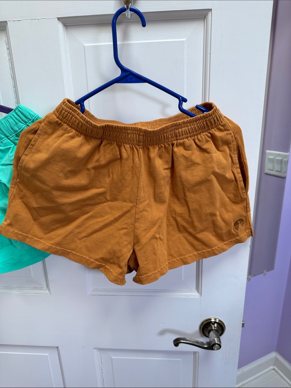 Rust Orange Casual Elastic-Waist Shorts